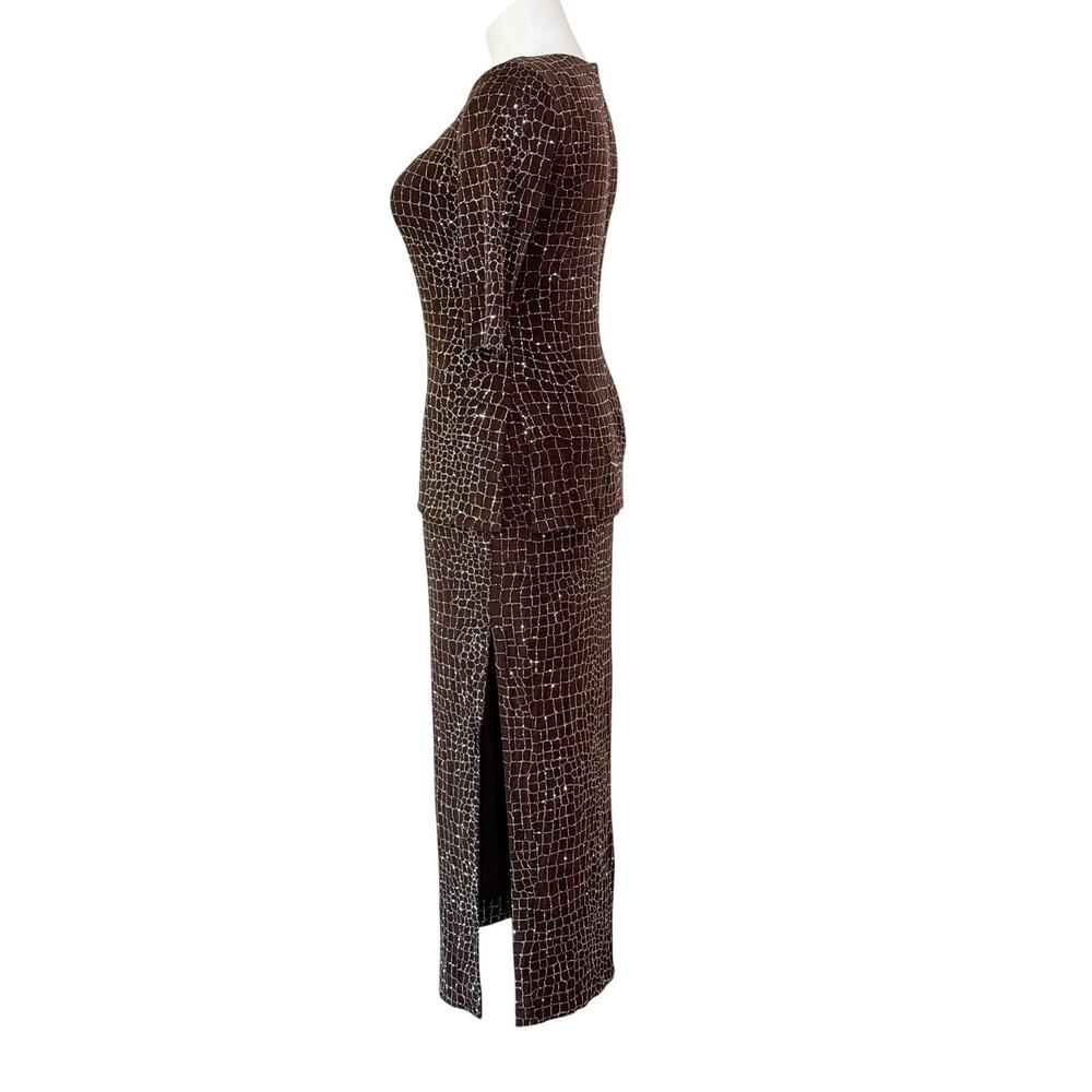 VTG Talk of the Walk casino sparkle long maxi dress reptile textured medium - Picture 4 of 9